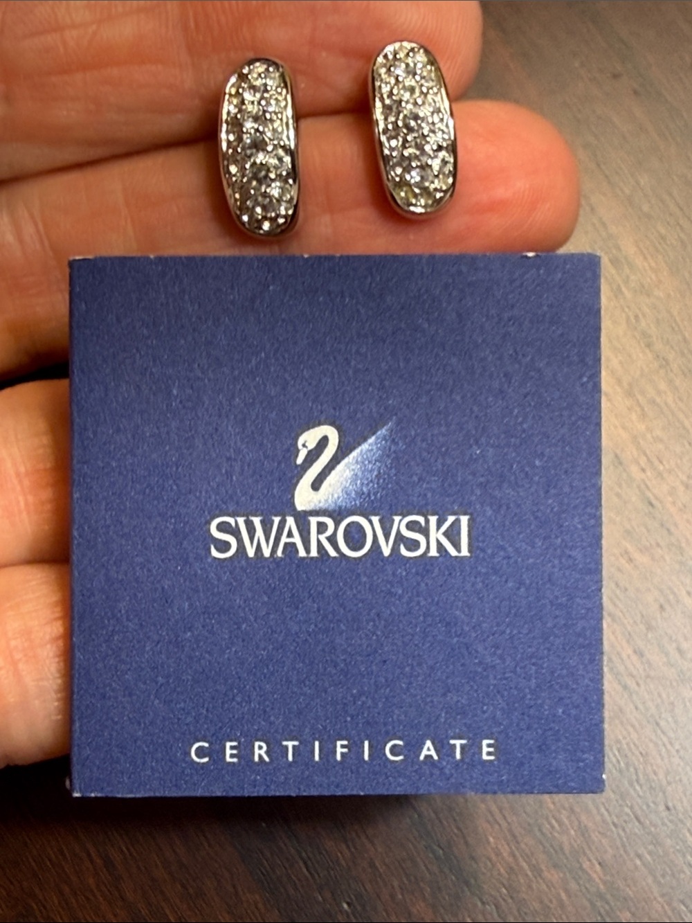 Swarovski Crystal Pavé Silver-Tone Dome/Half-Hoop Stud Earrings